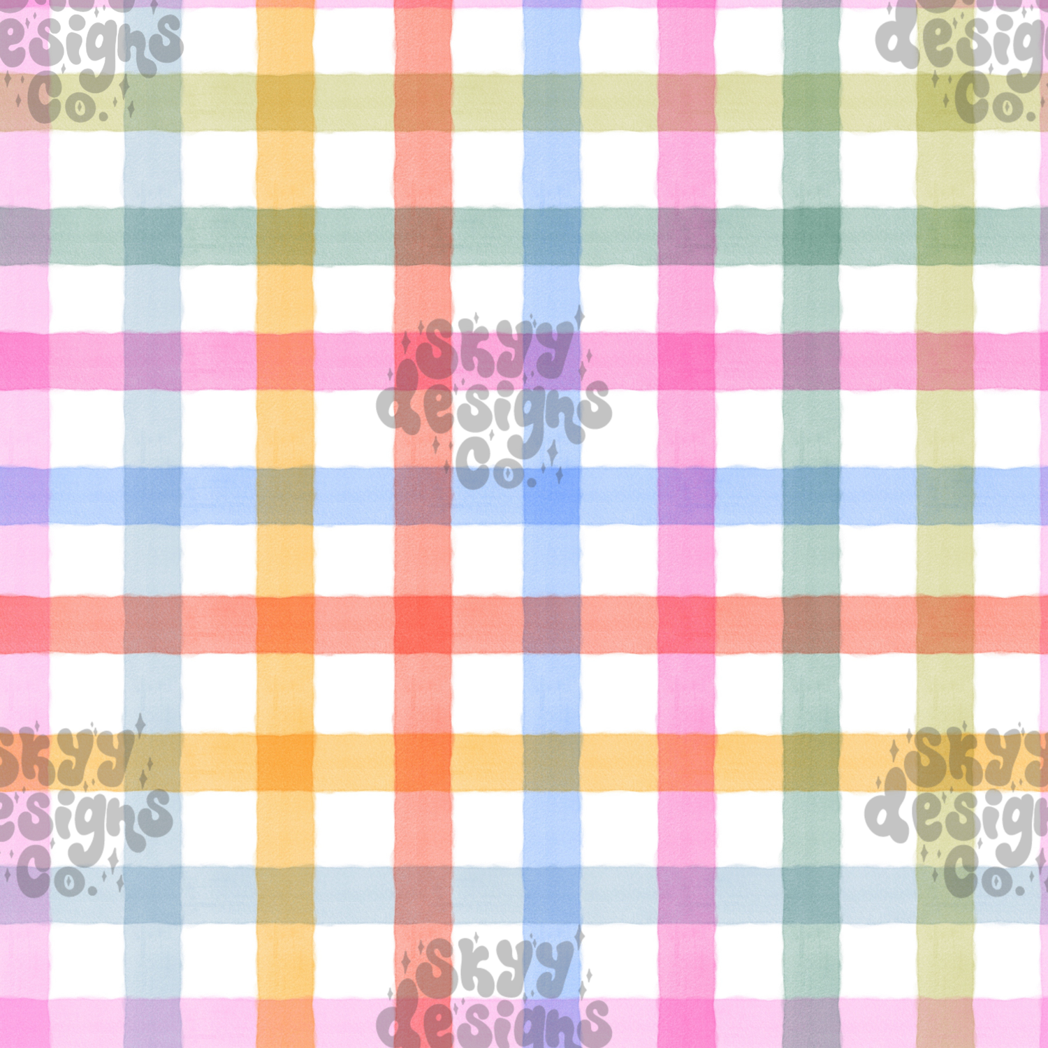 Watercolor Rainbow Gingham