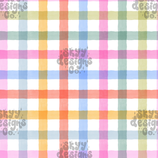 Watercolor Rainbow Gingham