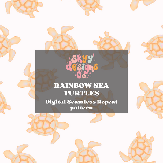 Watercolor Rainbow Sea Turtles Pattern