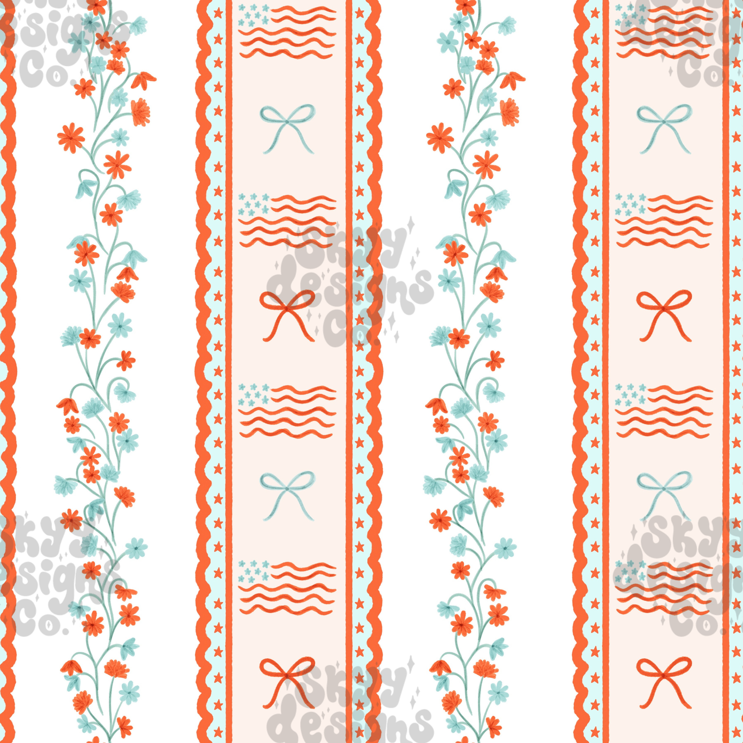 Floral Patriotic Stripe