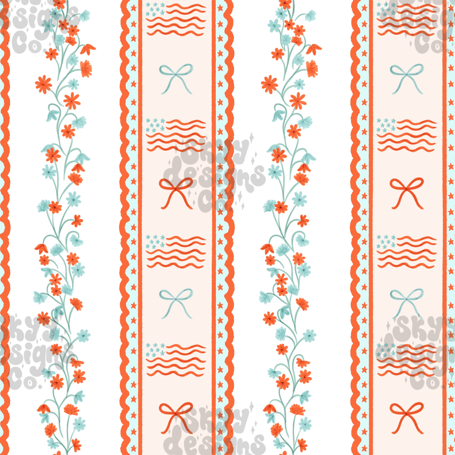 Floral Patriotic Stripe