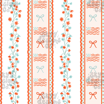 Floral Patriotic Stripe