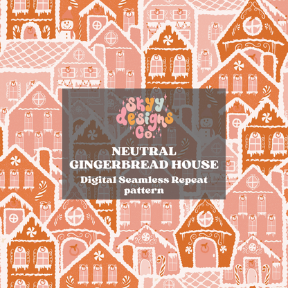 Neutral Gingerbread house Pattern Design