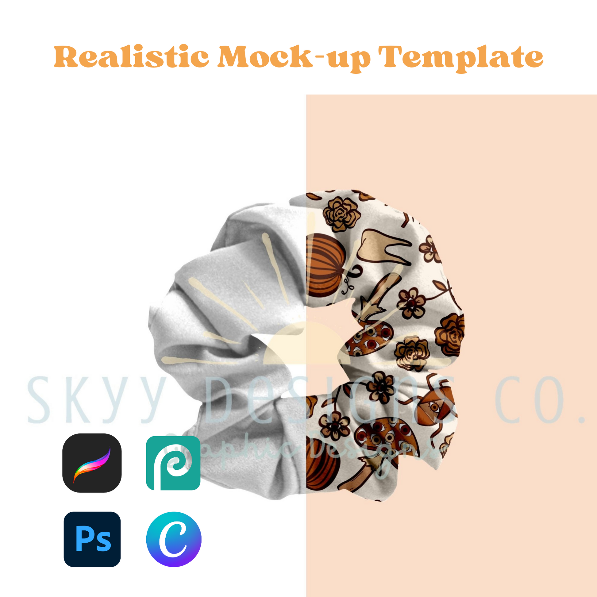 Scrunchie mock-up template - SkyyDesignsCo