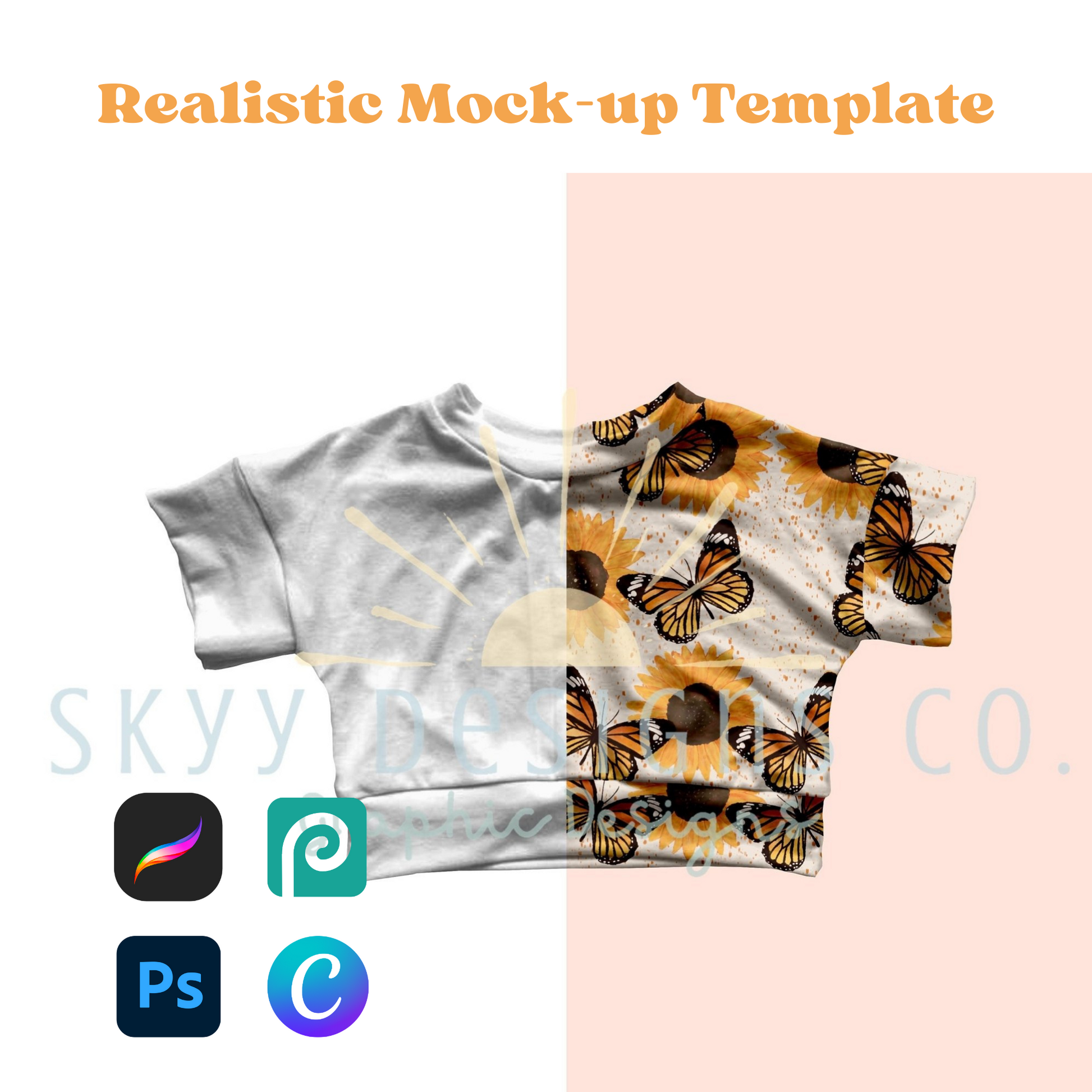 Slouchy tee mock-up template - SkyyDesignsCo