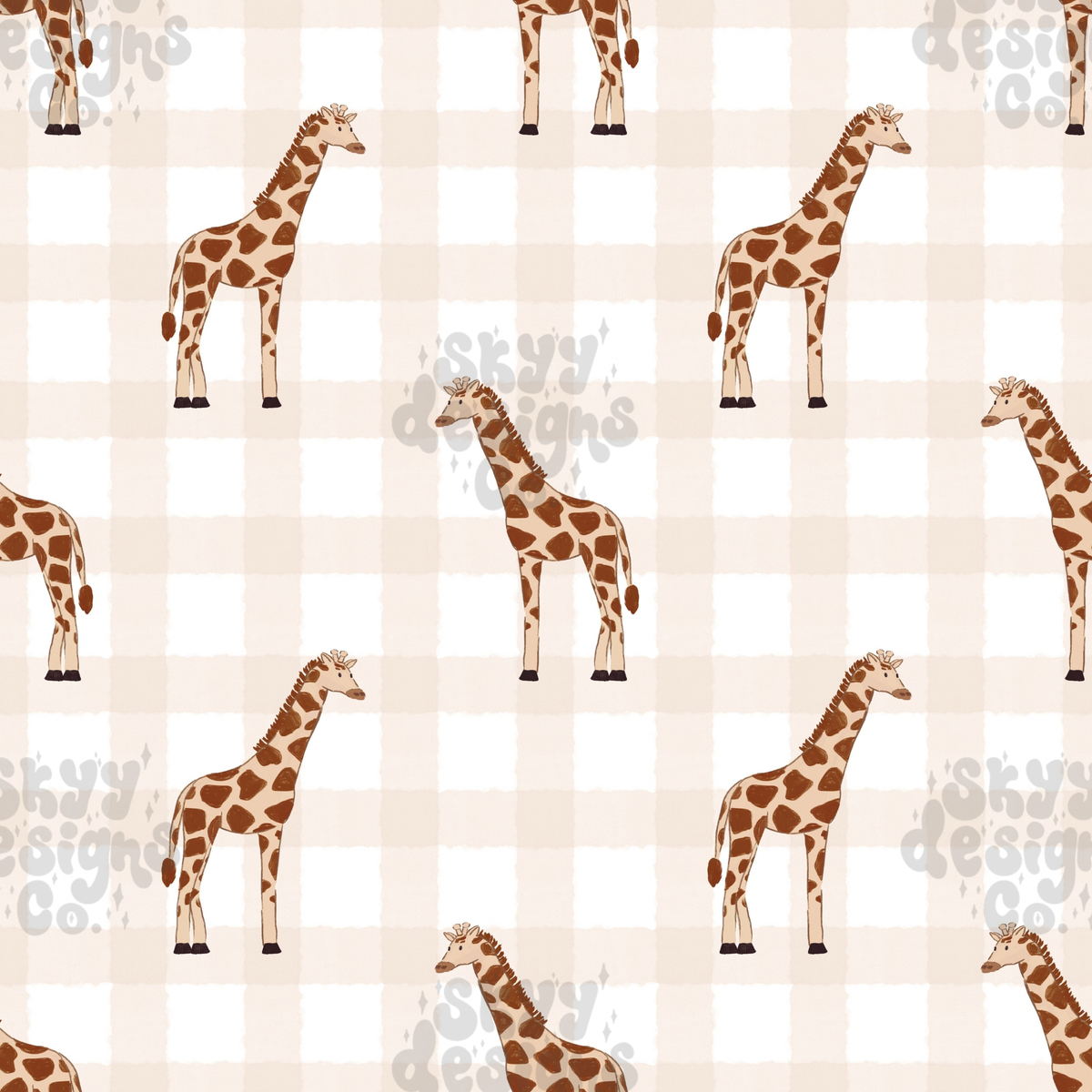 Neutral Giraffe Gingham