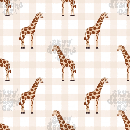 Neutral Giraffe Gingham