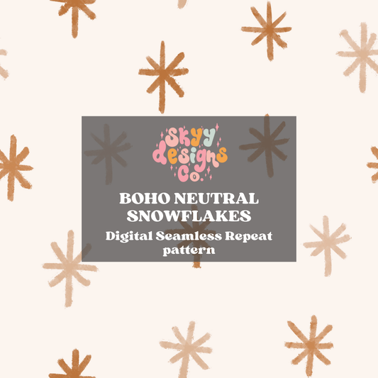 Boho neutral snowflakes seamless pattern