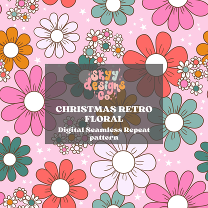 Bright Christmas Daisy Floral Pattern