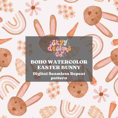 Boho watercolor Easter seamless pattern