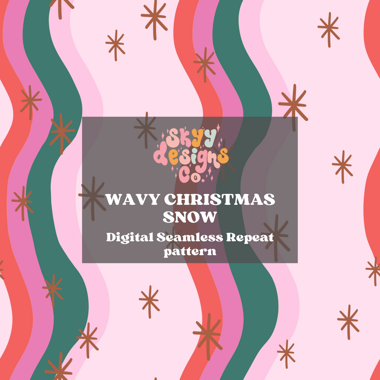 Retro wavy Christmas seamless pattern