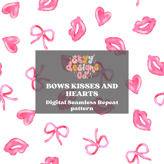 Coquette bows kisses and hearts pattern