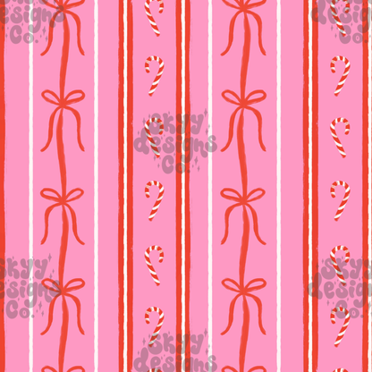 Preppy Christmas bow stripe