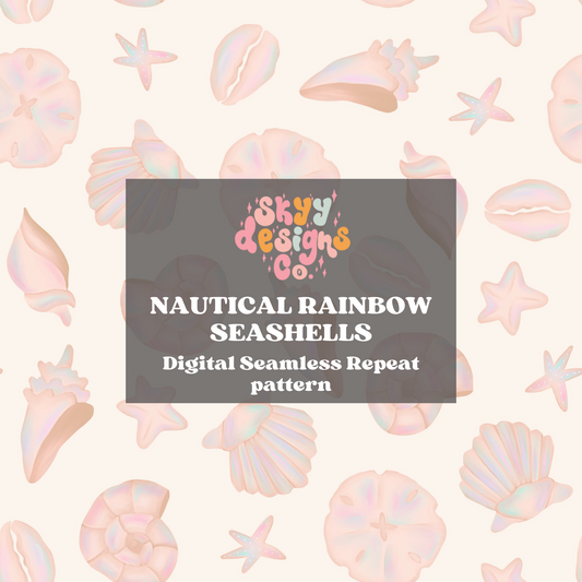 Rainbow summer Seashells Pattern