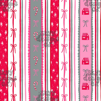 Preppy Christmas bow Stripe