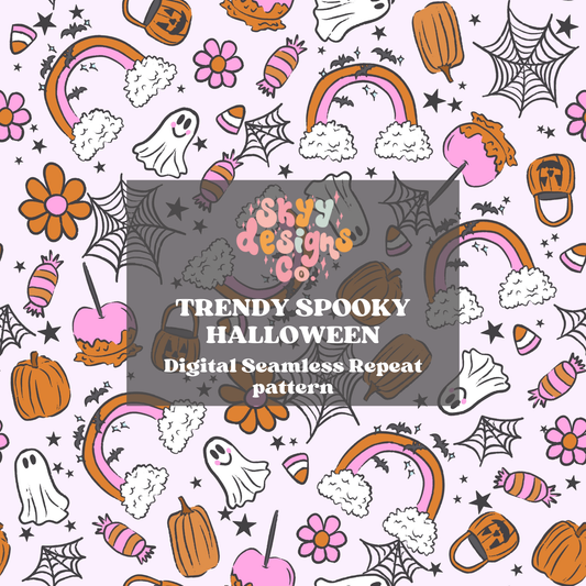 Trendy Spooky Halloween Seamless Pattern