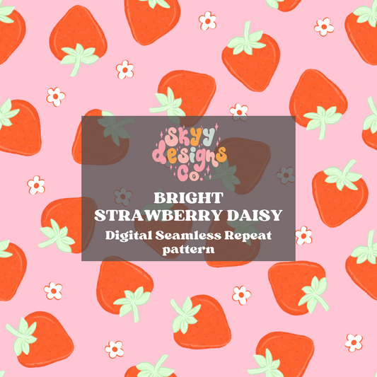 Bright Strawberry Daisy Pattern