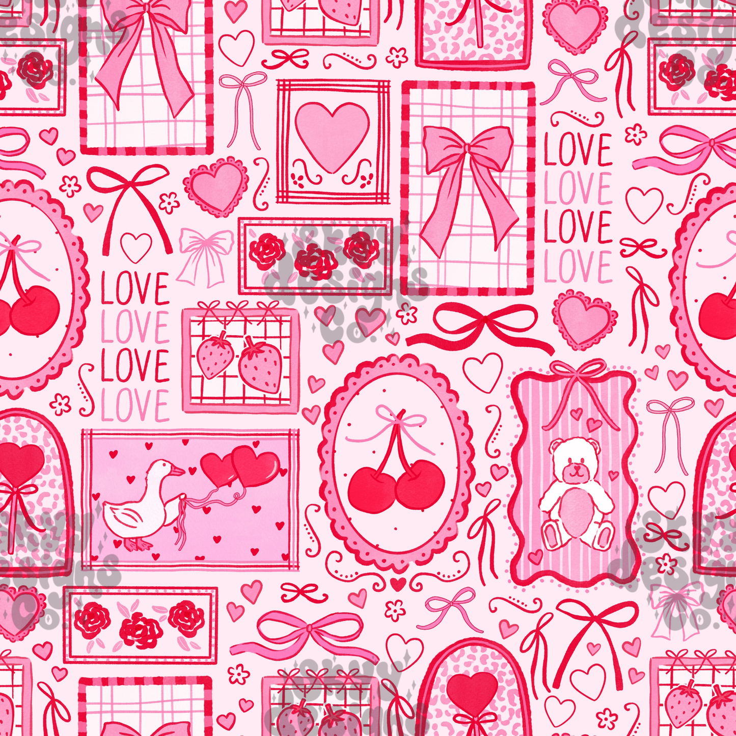 Pink Watercolor Valentine Stamps