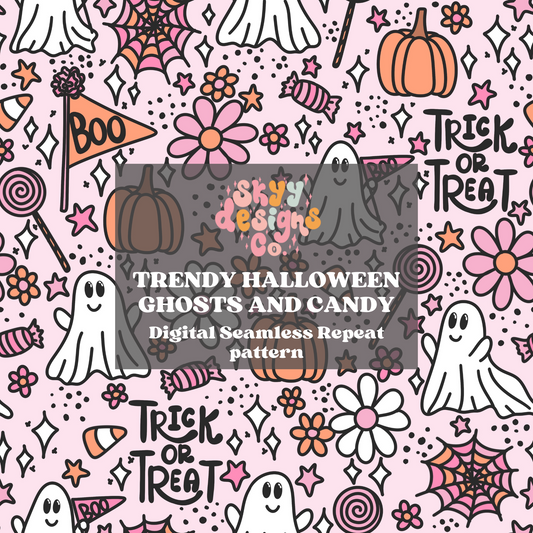 Trendy Halloween Ghosts Pattern