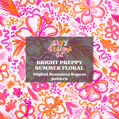 Bright Preppy Summer Floral Pattern