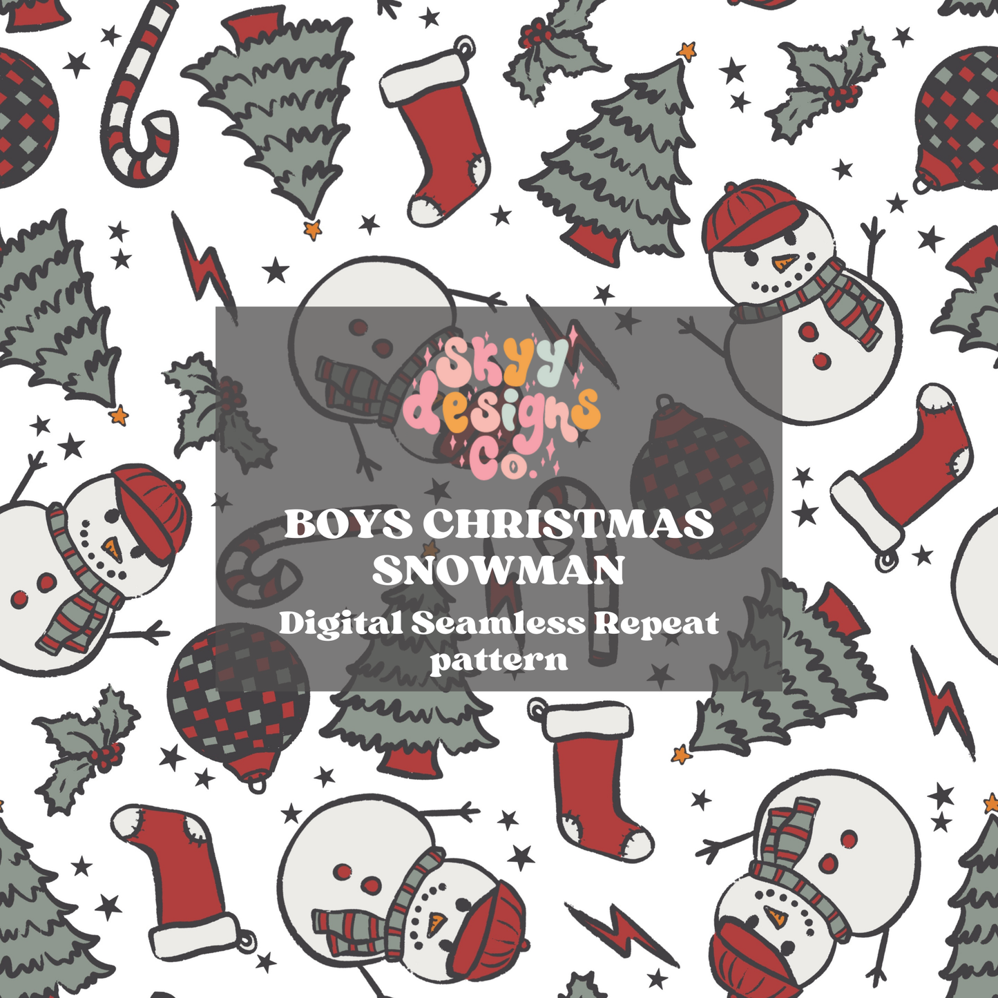 Boy Christmas Snowman Seamless Pattern