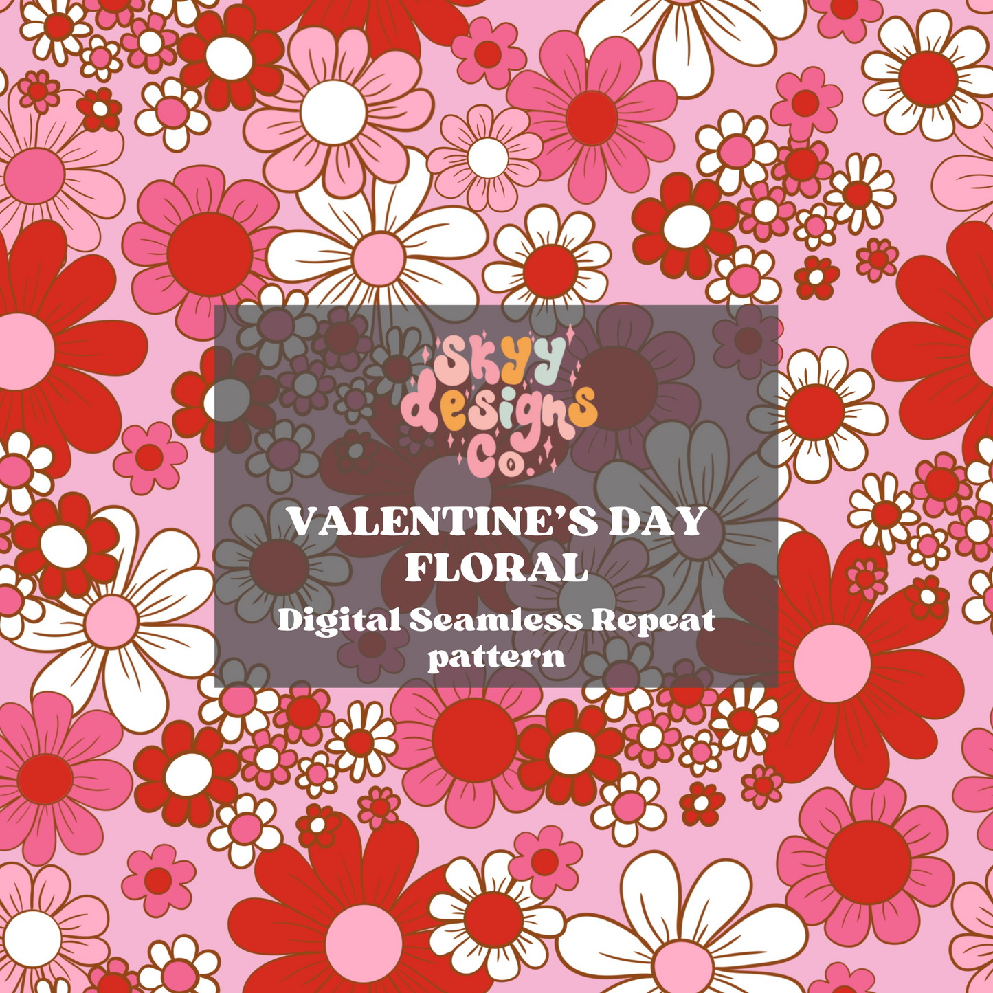 Valentines retro floral seamless pattern design
