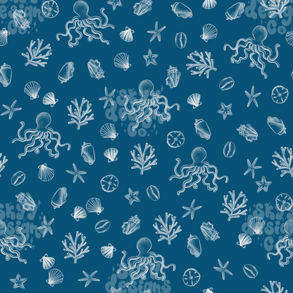 Navy Nautical Coastal Toile