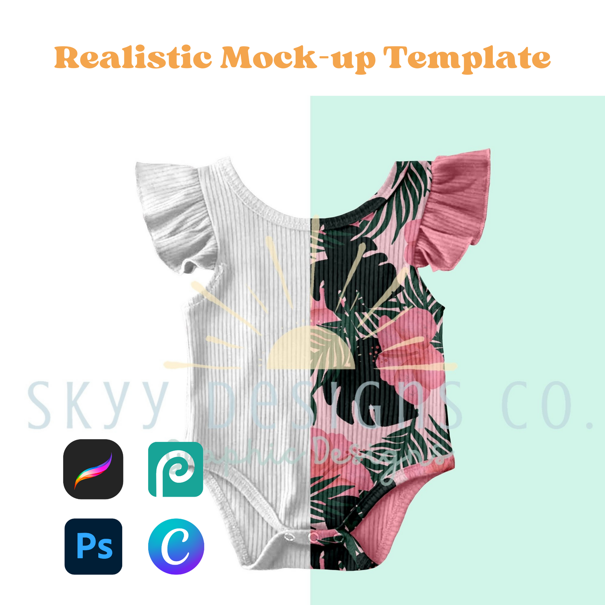 Ruffle onesie mock-up template - SkyyDesignsCo