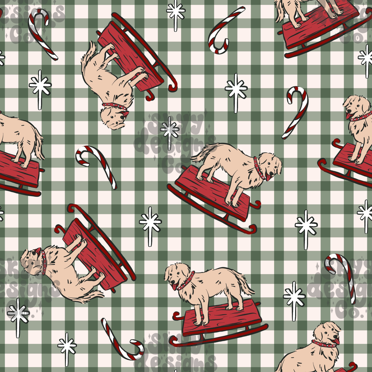 Gingham Winter Dogs