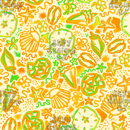 Orange Watercolor Shells