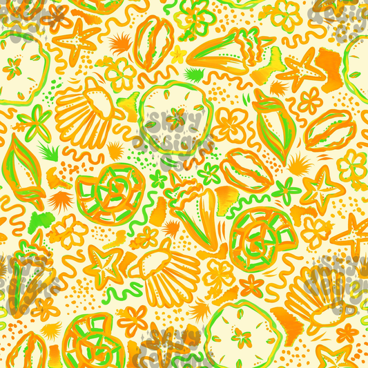 Orange Watercolor Shells