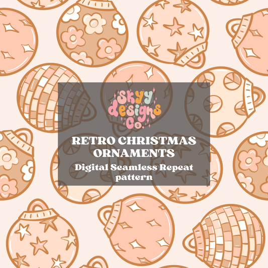 Boho Christmas ornaments seamless pattern