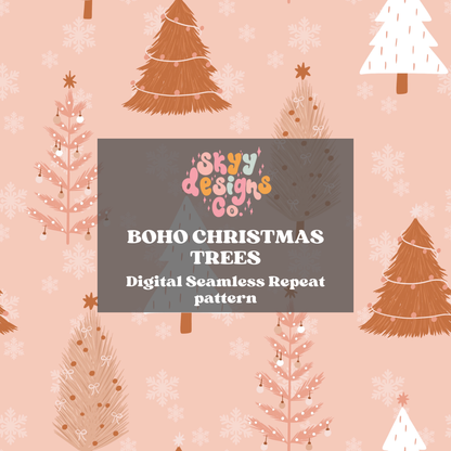 Boho Neutral Christmas trees Pattern