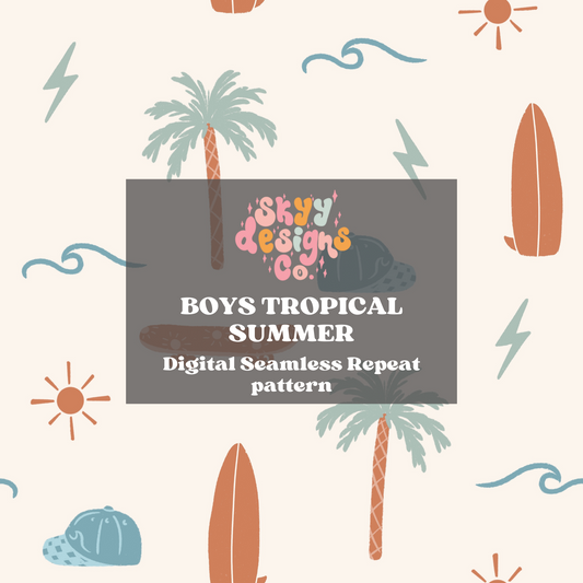 Boys Tropical Beach Seamless Pattern