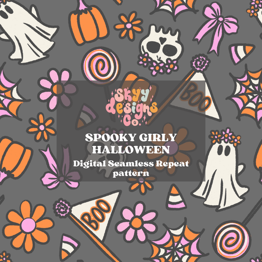 Trendy Halloween Ghosts Seamless pattern