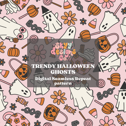 Halloween spooky ghosts pattern