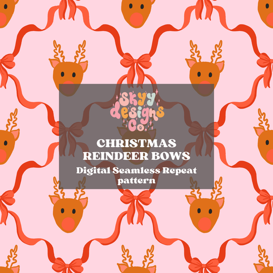 Christmas Reindeer Bow Seamless Pattern