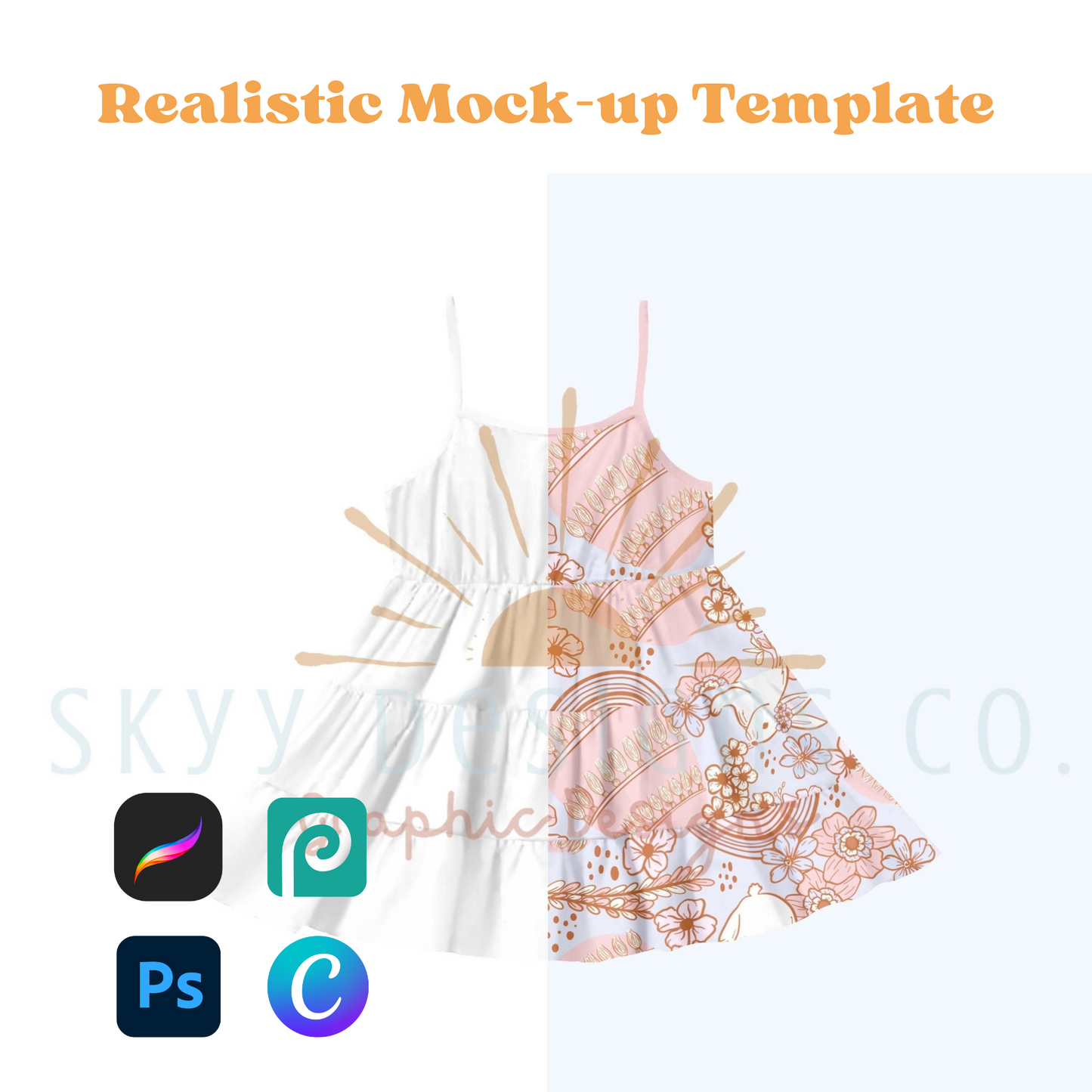 Tank tiered dress mock-up template - SkyyDesignsCo