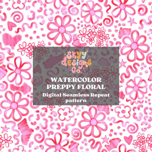 Bright watercolor floral seamless pattern