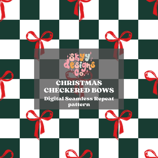 Christmas Checkered bows seamless pattern