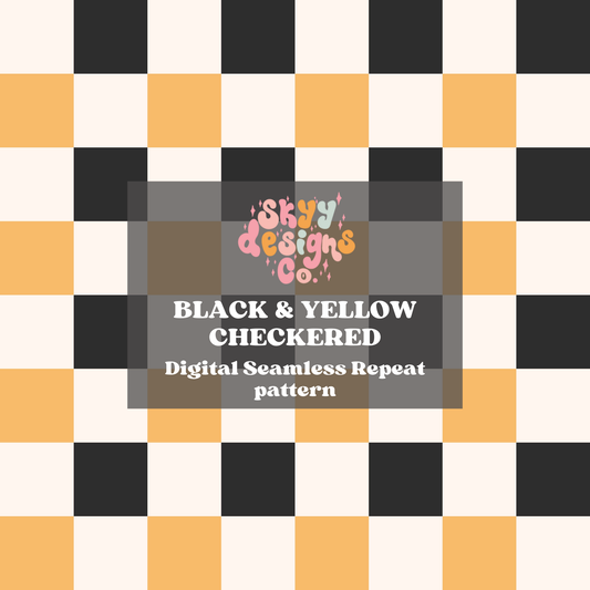 Black and yellow checkered Seamless pattern