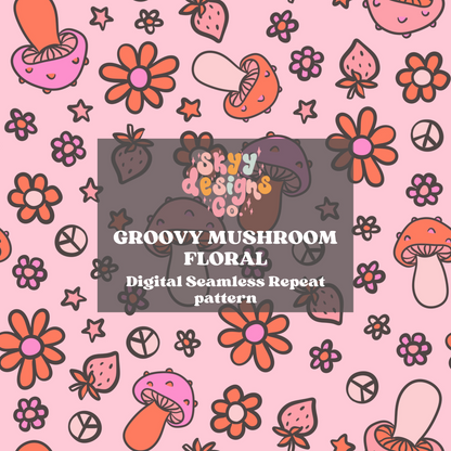 Groovy mushroom floral pattern design