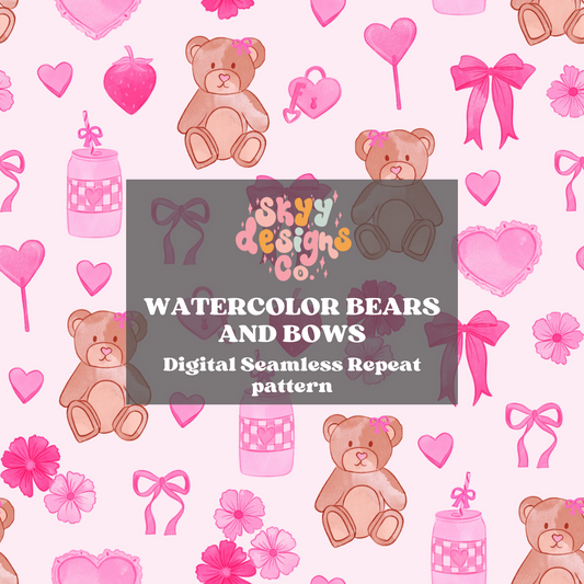 Valentine coquette bears Seamless pattern