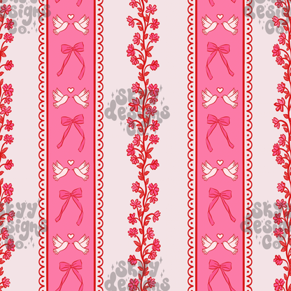Valentine Floral Lace Stripe