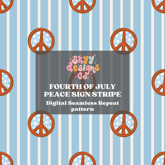 Fourth Of July Peace Sign Stripe Pattern
