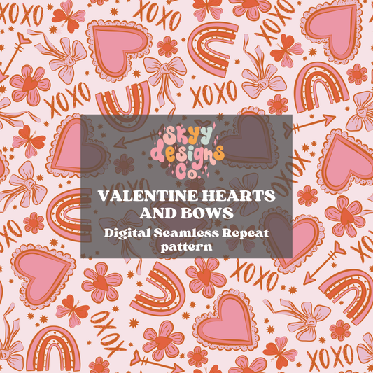 Boho valentine Bows seamless pattern