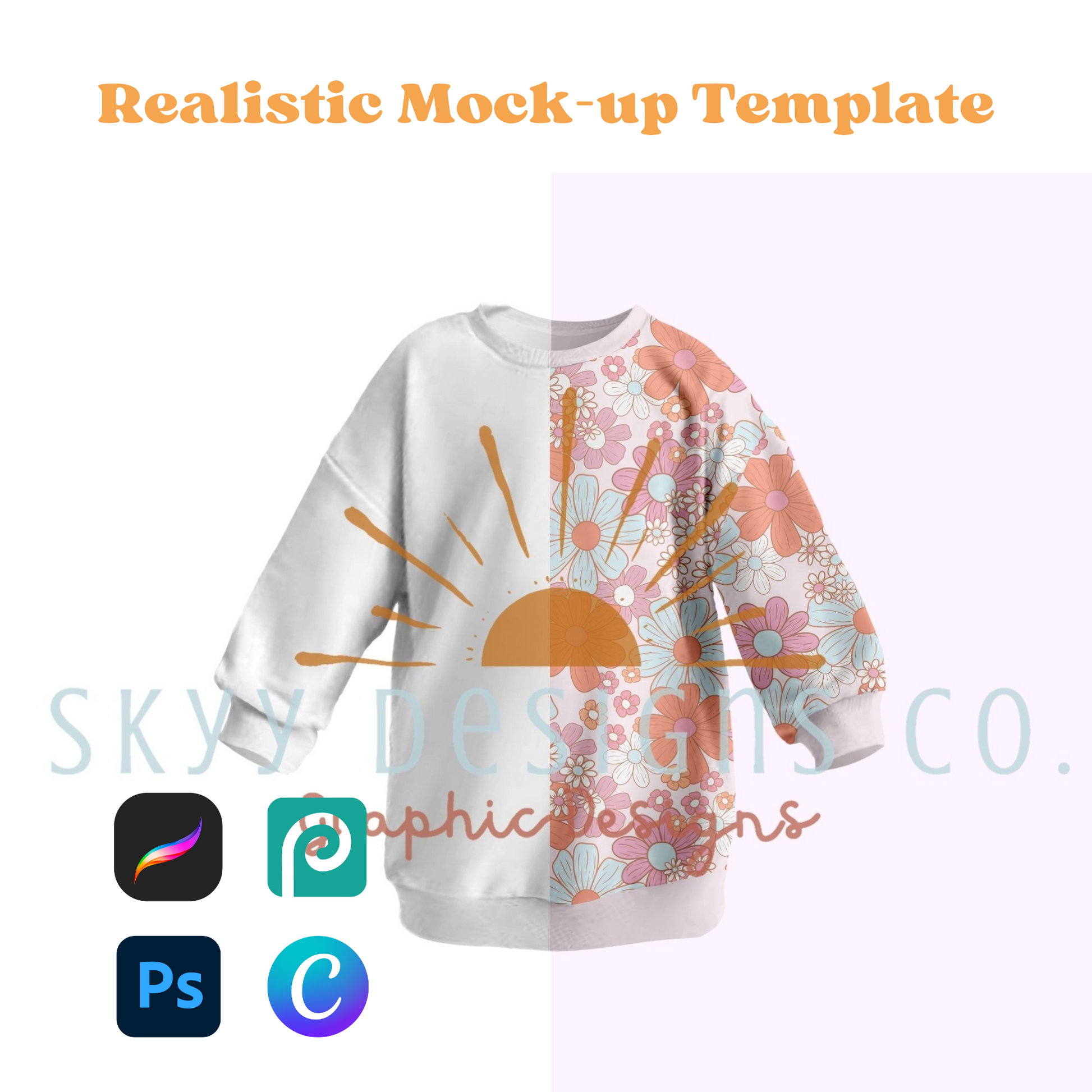 Sweatshirt dress mock-up template - SkyyDesignsCo