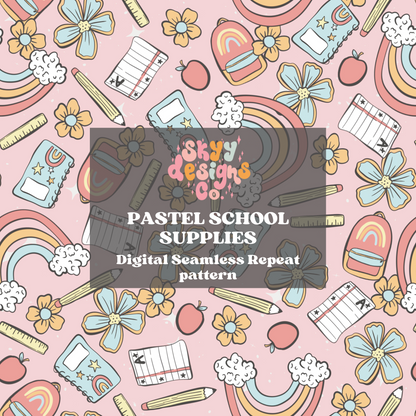 Pastel School Supplies Pattern Design