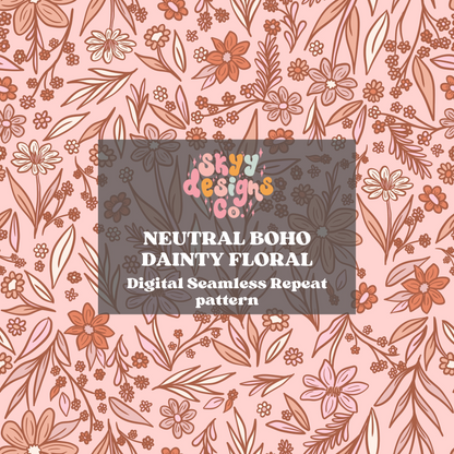 Neutral Boho Floral Pattern Design