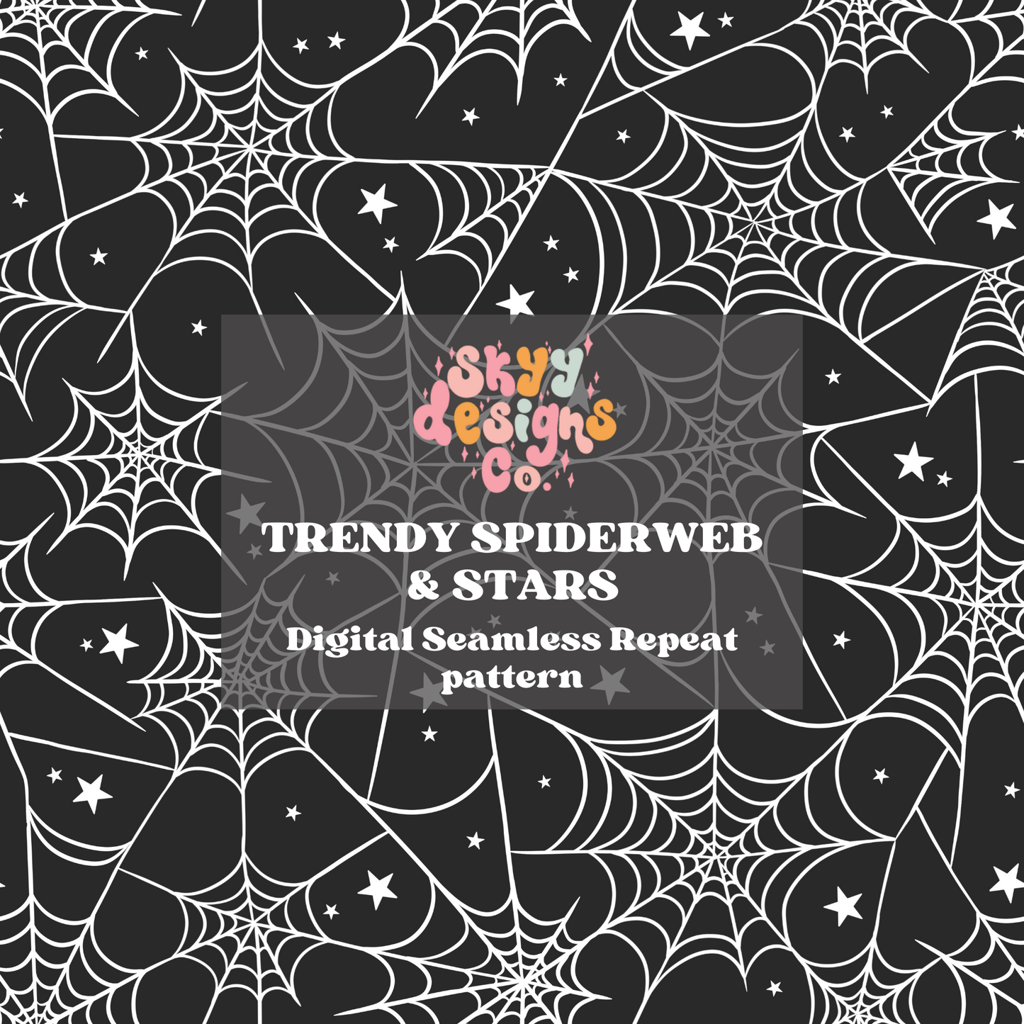 Trendy Spiderweb and stars Seamless Pattern